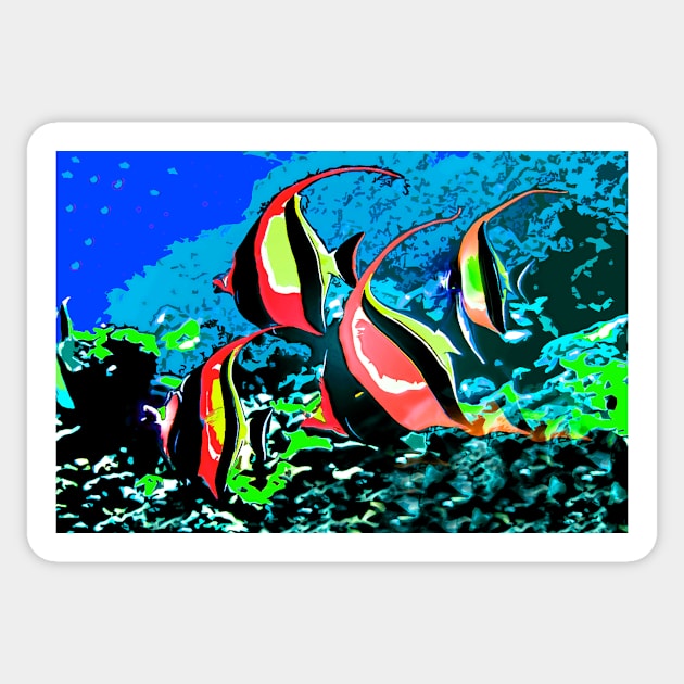 Colorful Hawaiian Kihikihi Fish Sticker by CarloVaro